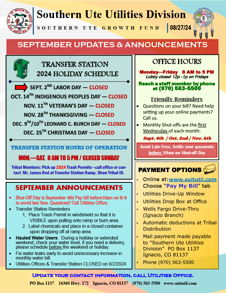 September Transfer Station Schedule