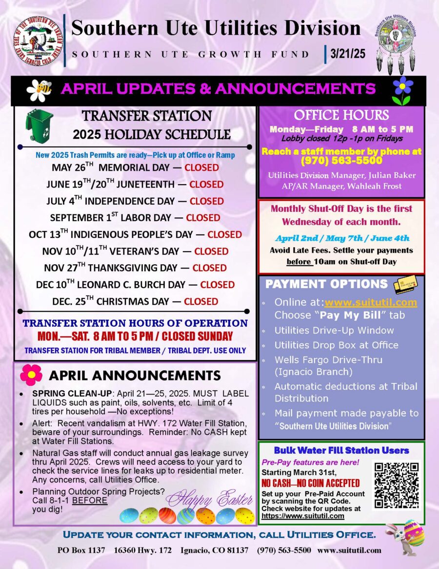 April 2025 Utilities Updates / Announcments